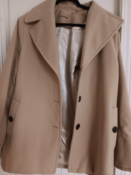 Calvin Klein Jackets & Blazers - Calvin Klein Women's Beige Tan Peacoat with Notch Collar